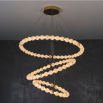 Alabaster Orb Ring Chandelier – Modern LED Halo Light for Dining Room
