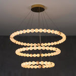 Alabaster Orb Ring Chandelier – Modern LED Halo Light for Dining Room