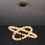 Alabaster Orb Ring Chandelier – Modern LED Halo Light for Dining Room