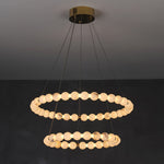 Alabaster Orb Ring Chandelier – Modern LED Halo Light for Dining Room
