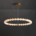 Alabaster Orb Ring Chandelier – Modern LED Halo Light for Dining Room