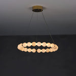Alabaster Orb Ring Chandelier – Modern LED Halo Light for Dining Room