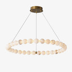 Alabaster Orb Ring Chandelier – Modern LED Halo Light for Dining Room