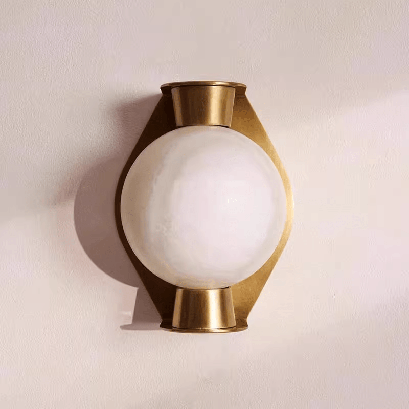 Alabaster Orb Wall Sconce in Aged Brass | Modern Luxury Lighting