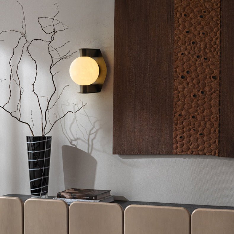 Alabaster Orb Wall Sconce in Aged Brass | Modern Luxury Lighting