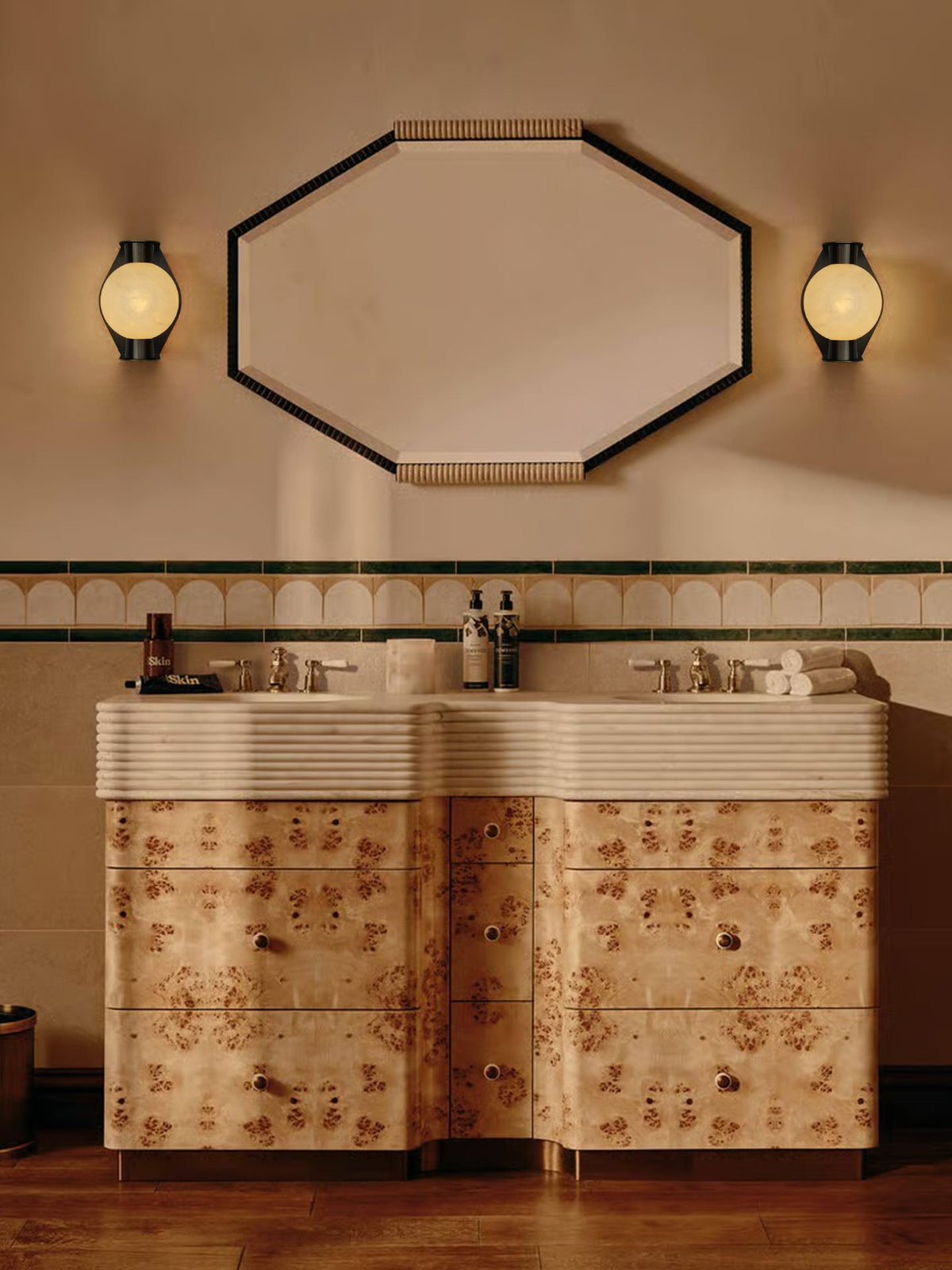 Alabaster Orb Wall Sconce in Aged Brass | Modern Luxury Lighting