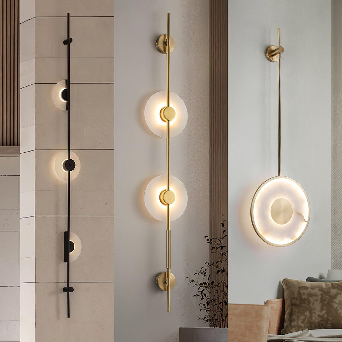 Alabaster Vertical Plug In Wall Sconce