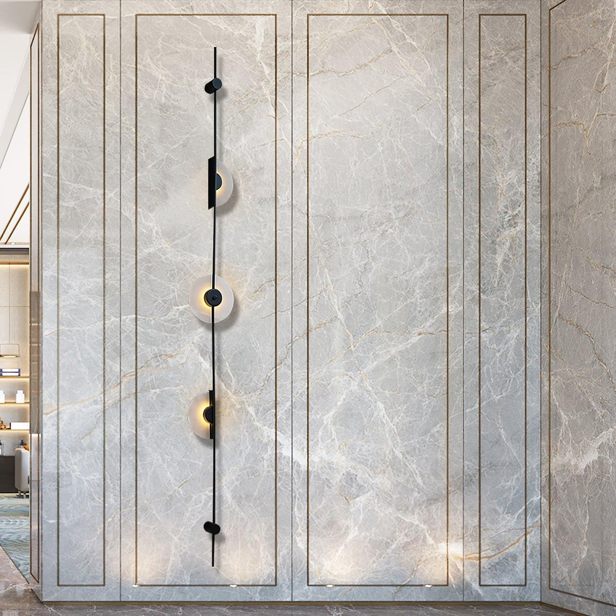 Alabaster Vertical Plug In Wall Sconce