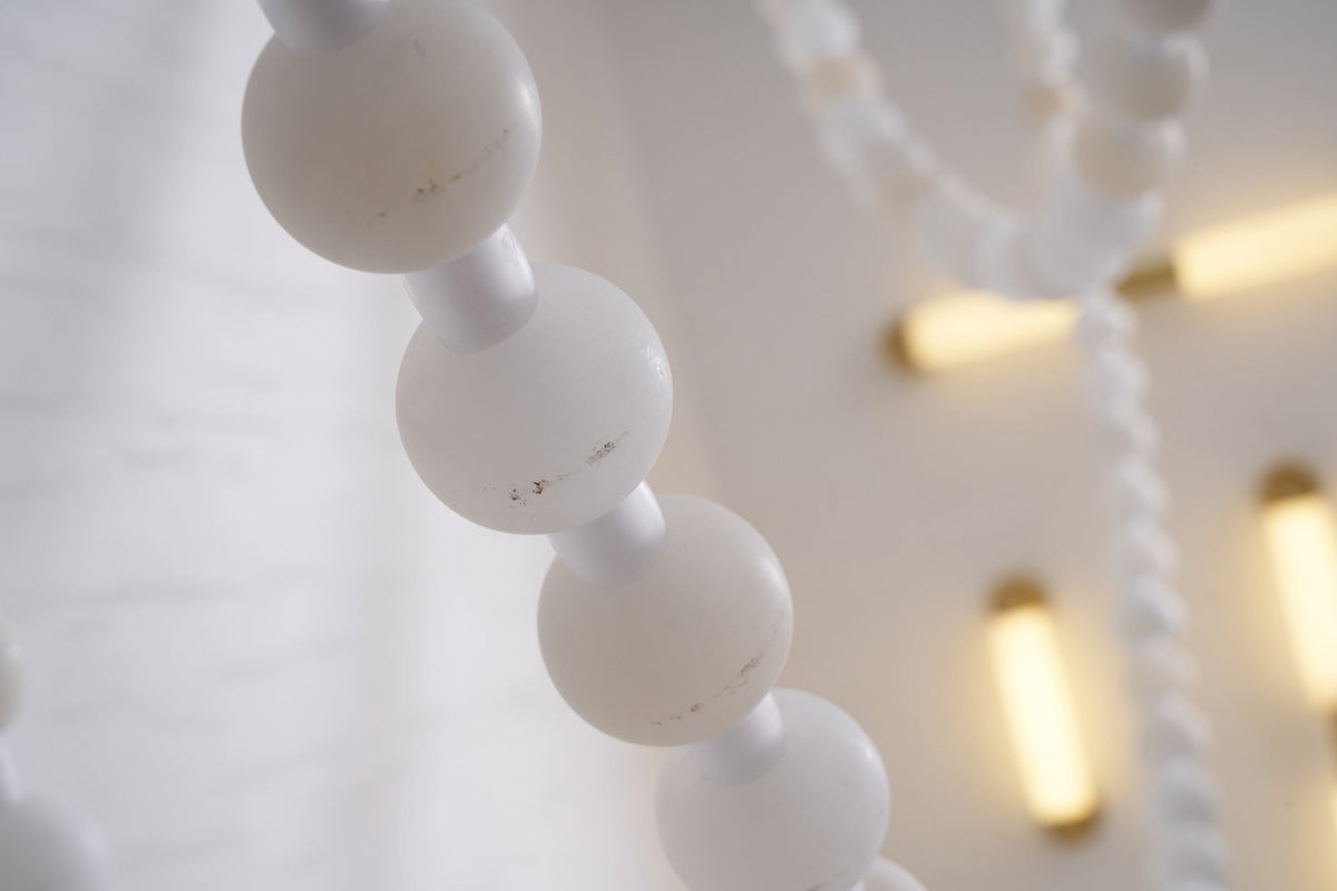 Alabaster Pearl Necklace Chandelier — Cascading Beaded LED Pendant Light