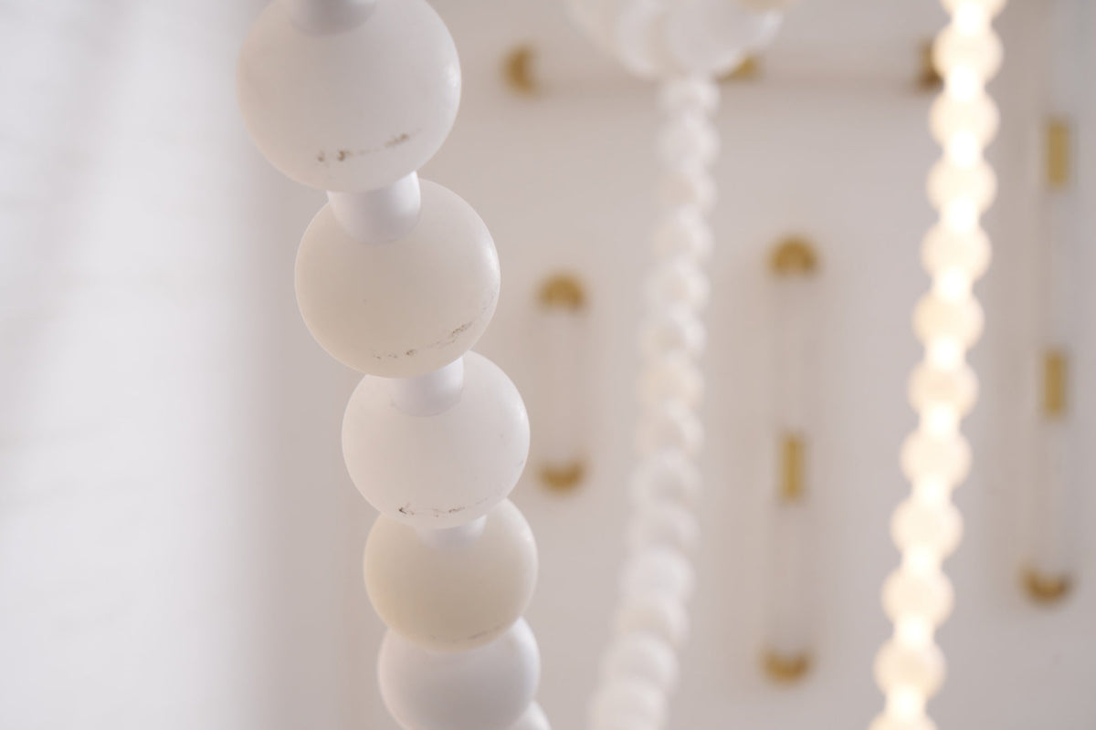 Alabaster Pearl Necklace Chandelier — Cascading Beaded LED Pendant Light