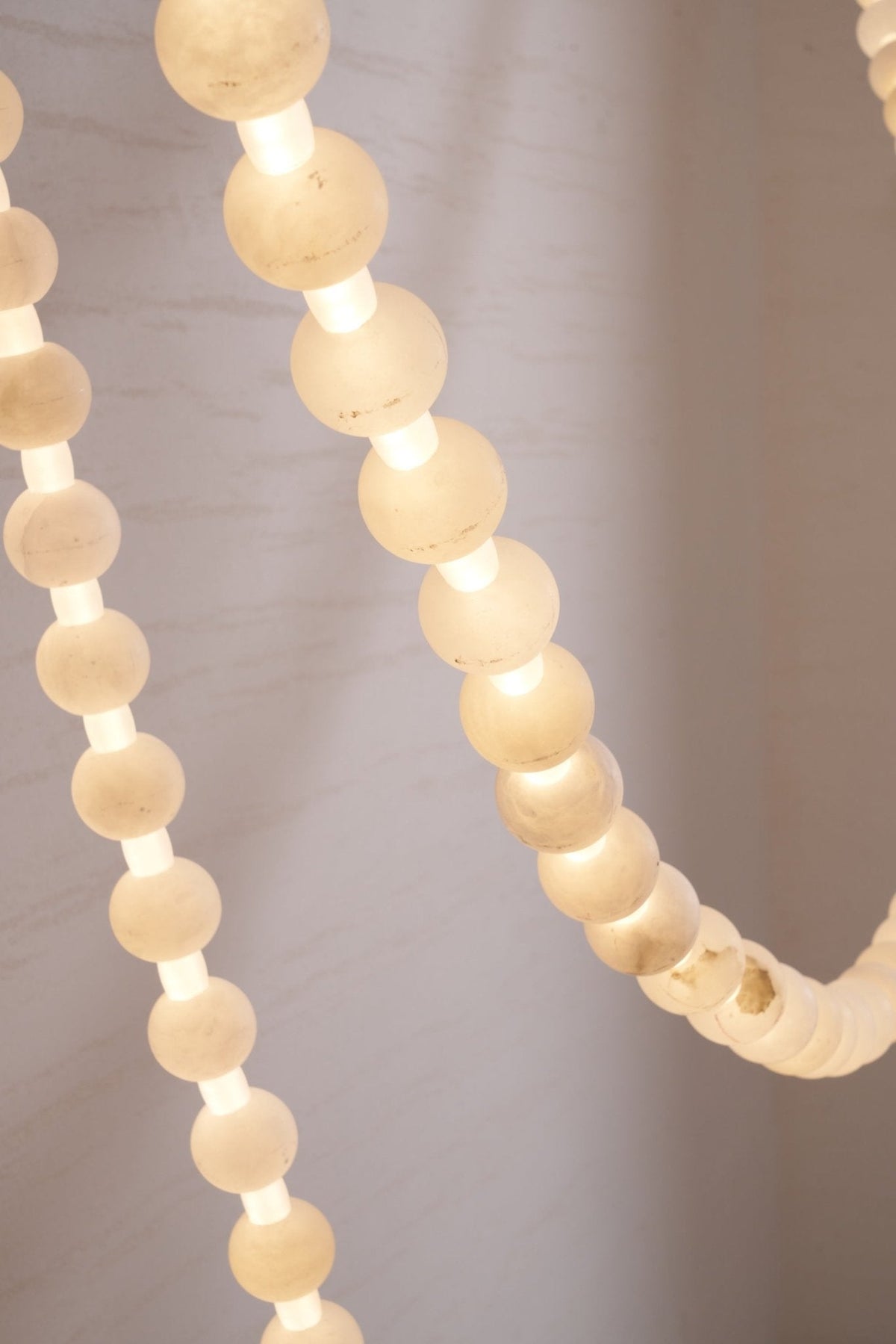 Alabaster Pearl Necklace Chandelier — Cascading Beaded LED Pendant Light
