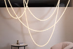 Alabaster Pearl Necklace Chandelier — Cascading Beaded LED Pendant Light