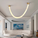 Alabaster Pearl Necklace Chandelier — Cascading Beaded LED Pendant Light