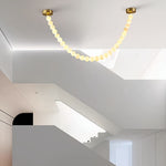 Alabaster Pearl Necklace Chandelier — Cascading Beaded LED Pendant Light