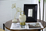 Alabaster Portable Rechargeable Table Lamp with Gold Handle