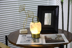 Alabaster Portable Rechargeable Table Lamp with Gold Handle
