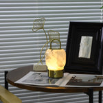 Alabaster Portable Rechargeable Table Lamp with Gold Handle