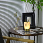 Alabaster Portable Rechargeable Table Lamp with Gold Handle