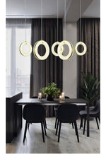 Alabaster Ring Pendant Light in Natural Stone with Brass Accents