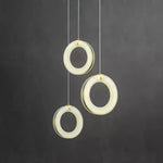 Alabaster Ring Pendant Light in Natural Stone with Brass Accents