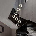 Alabaster Ring Pendant Light in Natural Stone with Brass Accents