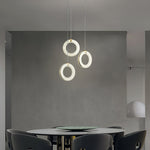Alabaster Ring Pendant Light in Natural Stone with Brass Accents