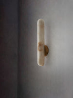 Alabaster Rod Wall Sconce in Brass – Modern Minimalist Lighting