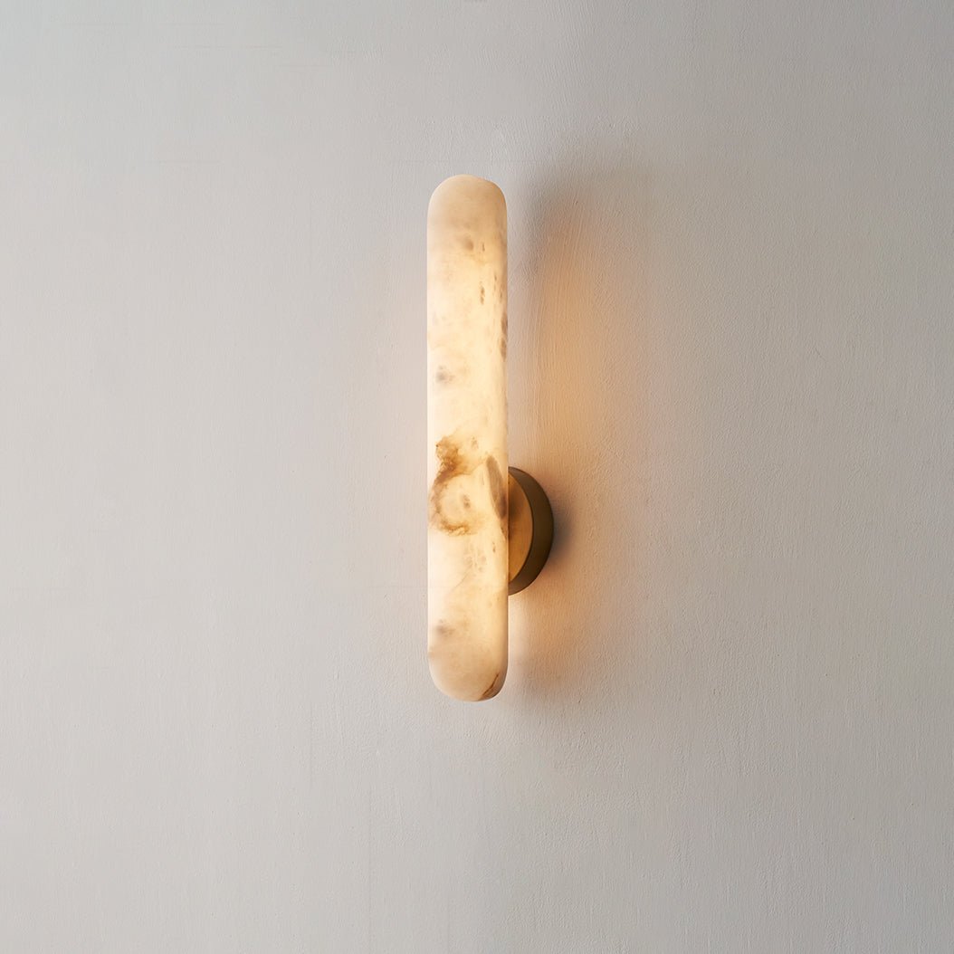 Alabaster Rod Wall Sconce in Brass – Modern Minimalist Lighting