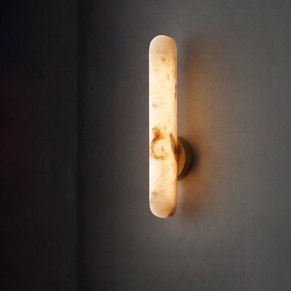 Alabaster Rod Wall Sconce in Brass – Modern Minimalist Lighting