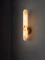 Alabaster Rod Wall Sconce in Brass – Modern Minimalist Lighting