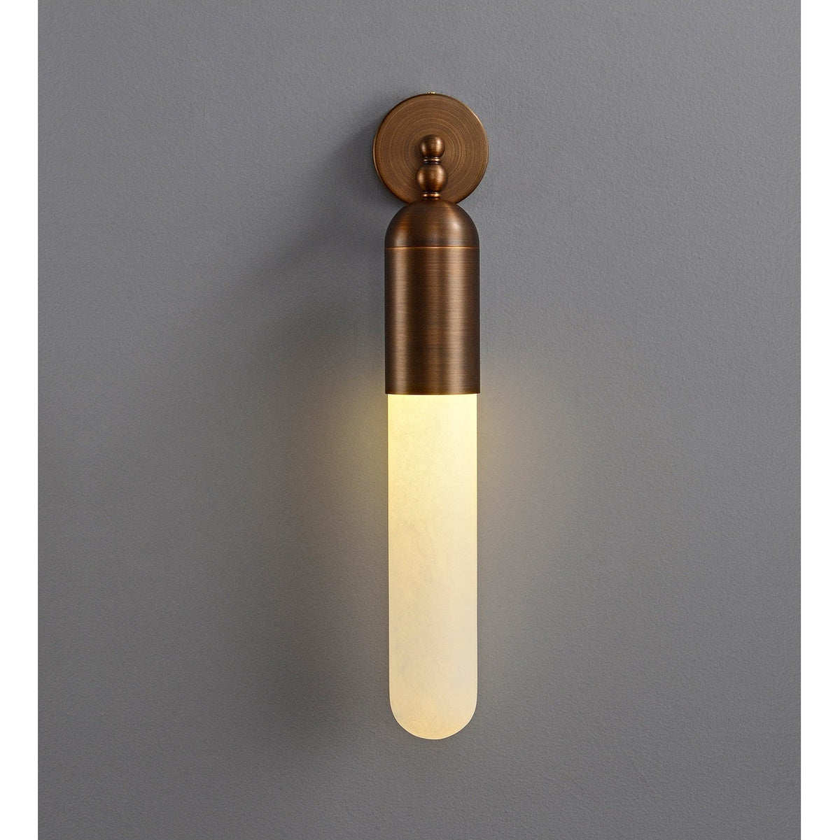 Alabaster Sculpted Tube Wall Sconce in Polished Brass