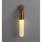 Alabaster Sculpted Tube Wall Sconce in Polished Brass