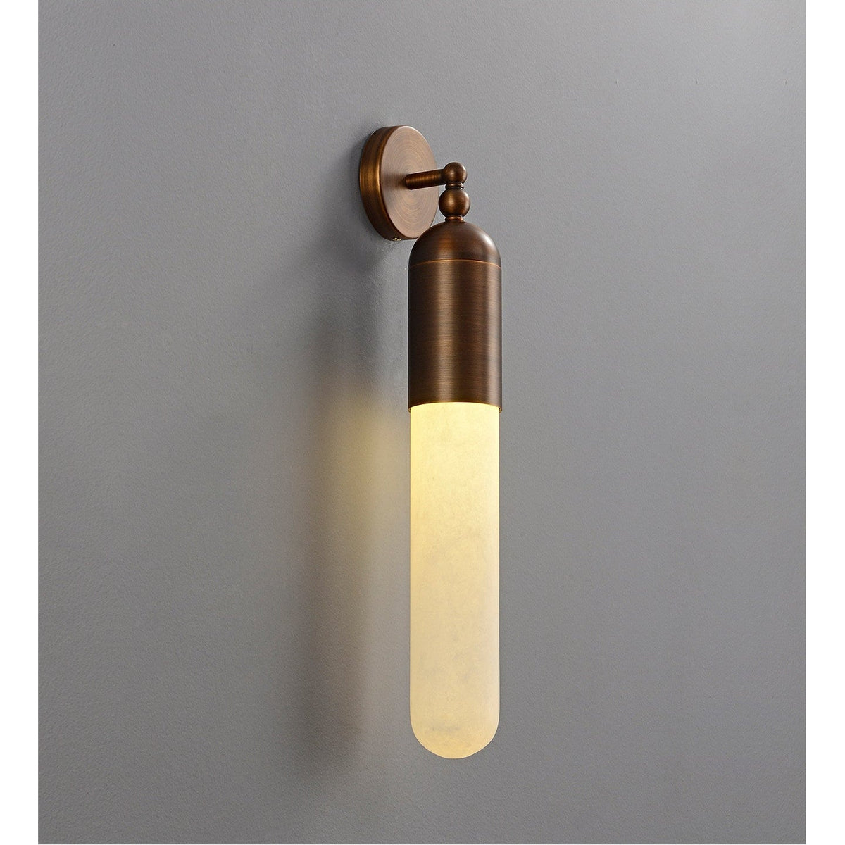 Alabaster Sculpted Tube Wall Sconce in Polished Brass