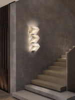 Alabaster Plug-In Wall Sconce with Integrated LED – Modern Staircase Lighting