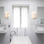 Alabaster Plug-In Wall Sconce with Integrated LED – Modern Staircase Lighting