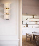 Alabaster Plug-In Wall Sconce with Integrated LED – Modern Staircase Lighting