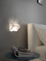 Alabaster Plug-In Wall Sconce with Integrated LED – Modern Staircase Lighting