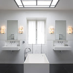 Alabaster Plug-In Wall Sconce with Integrated LED – Modern Staircase Lighting