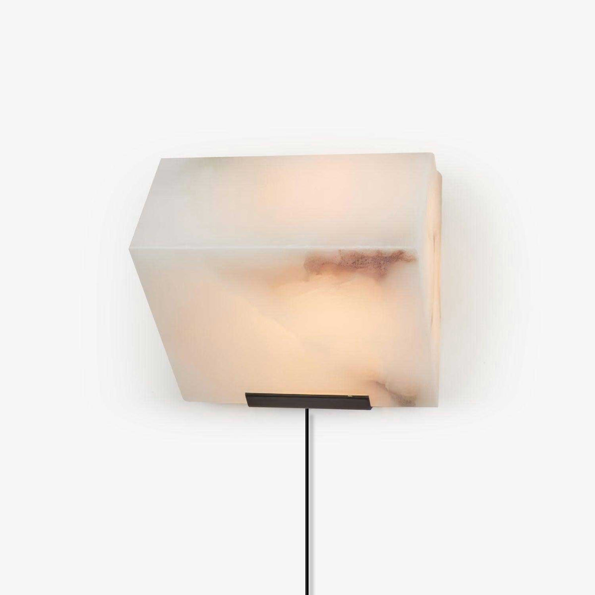 Alabaster Plug-In Wall Sconce with Integrated LED – Modern Staircase Lighting