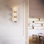 Alabaster Plug-In Wall Sconce with Integrated LED – Modern Staircase Lighting