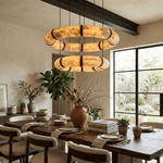 Alabaster Torus Double Ring Chandelier – Spanish Stone Halo Pendant Light