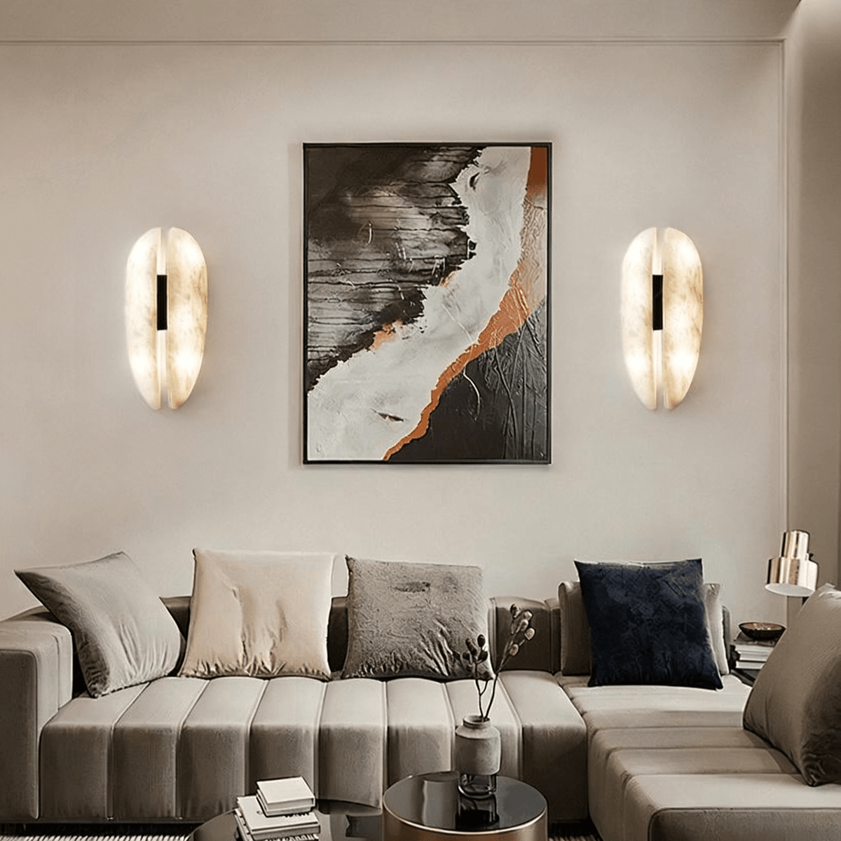 Alabaster Veil Wall Sconce – Modern LED Wall Light in Metal and Leather