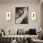 Alabaster Veil Wall Sconce – Modern LED Wall Light in Metal and Leather