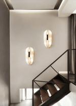 Alabaster Veil Wall Sconce – Modern LED Wall Light in Metal and Leather