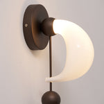 Alabris Sculptural LED Wall Sconce in Opal Glass and Metal