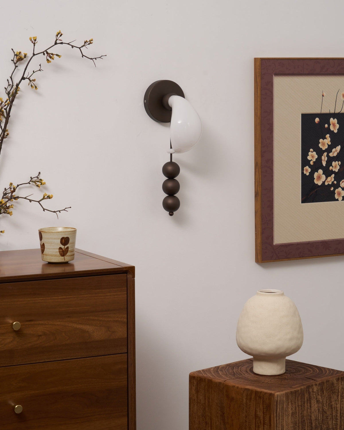 Alabris Sculptural LED Wall Sconce in Opal Glass and Metal