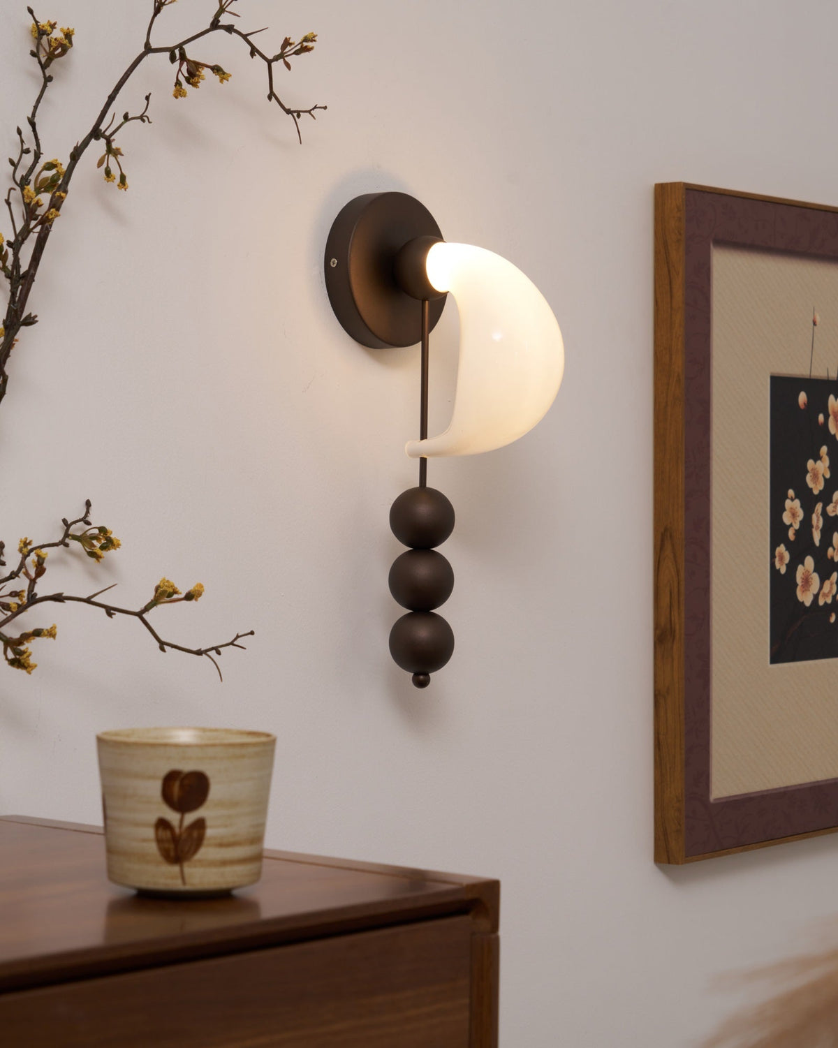 Alabris Sculptural LED Wall Sconce in Opal Glass and Metal