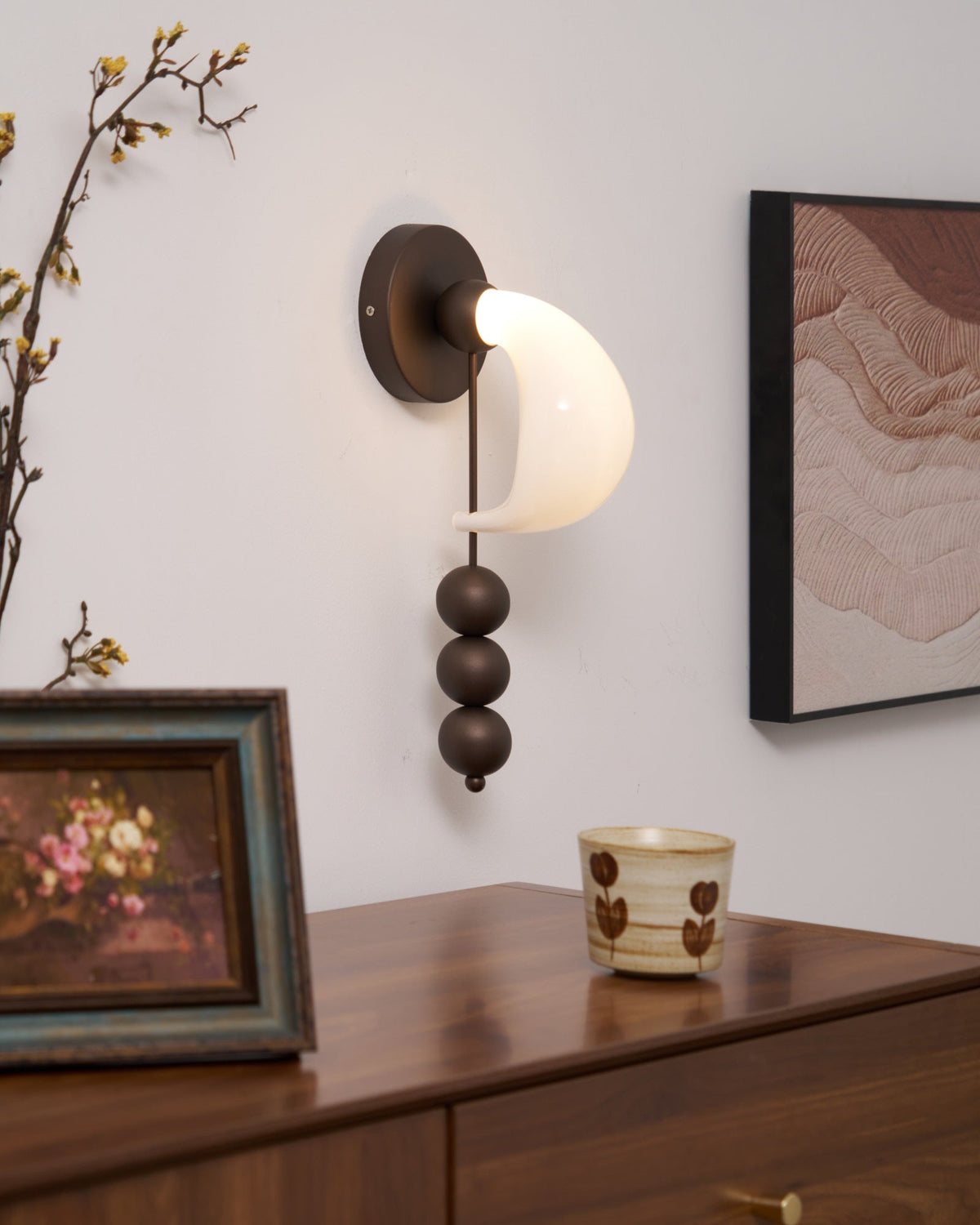 Alabris Sculptural LED Wall Sconce in Opal Glass and Metal