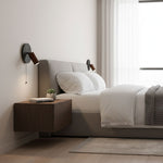 Alaric Wall Sconce in Black Travertine and Walnut Wood