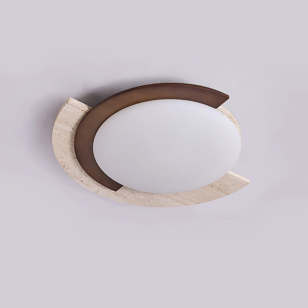 Alaric Semi-Flush Ceiling Light in Travertine and Bronze